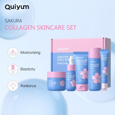 Bộ chăm sóc da Quiyum Sakura & Collagen – thói quen da thủy tinh 5 trong 1 | Hydrat hóa & Làm sáng da