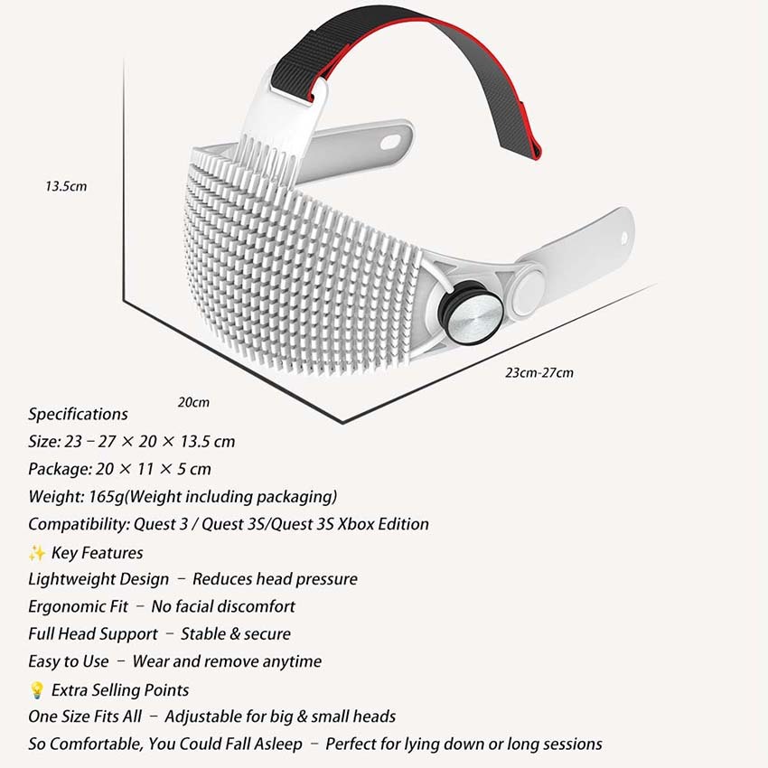 Phụ kiện băng đô mềm có thể điều chỉnh siêu nhẹ cho phụ kiện Meta Quest3 / Quest3S VR
