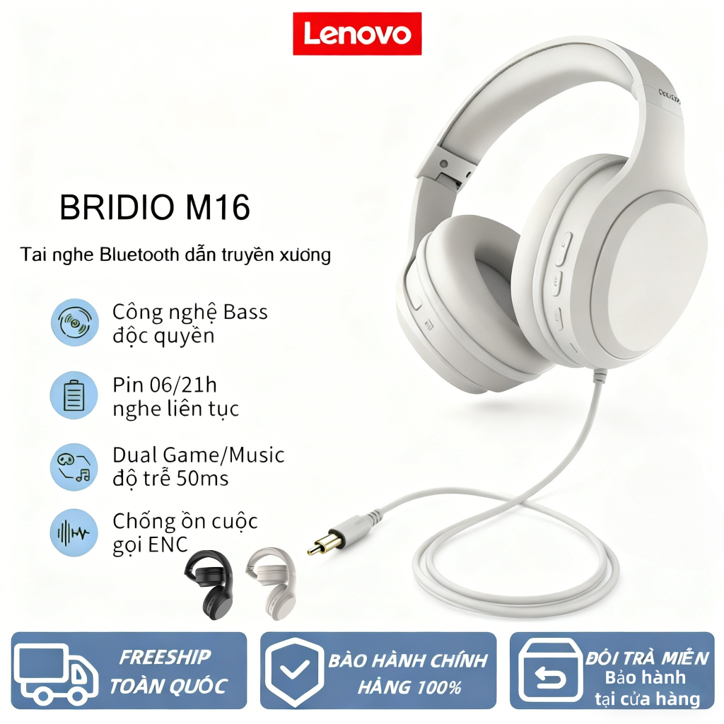Lenovo Bridio M16 Tai Nghe Bluetooth Chính Hãng Tai Nghe Ko Dây Thiết Kế Gập Gọn Kèm Mic Chất Lượng Cao Tai Nghe Chụp Tai | BigBuy360 - bigbuy360.vn