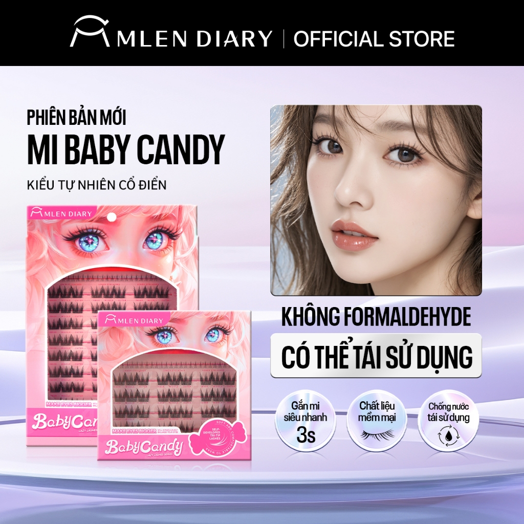  Mlen Diary mi giả anime có thể tái sử dụng lông mi giả,C-vểnh 9-12mm lông mi cụm giả dày xoăn cong dí dỏm phong cách dễ thương 