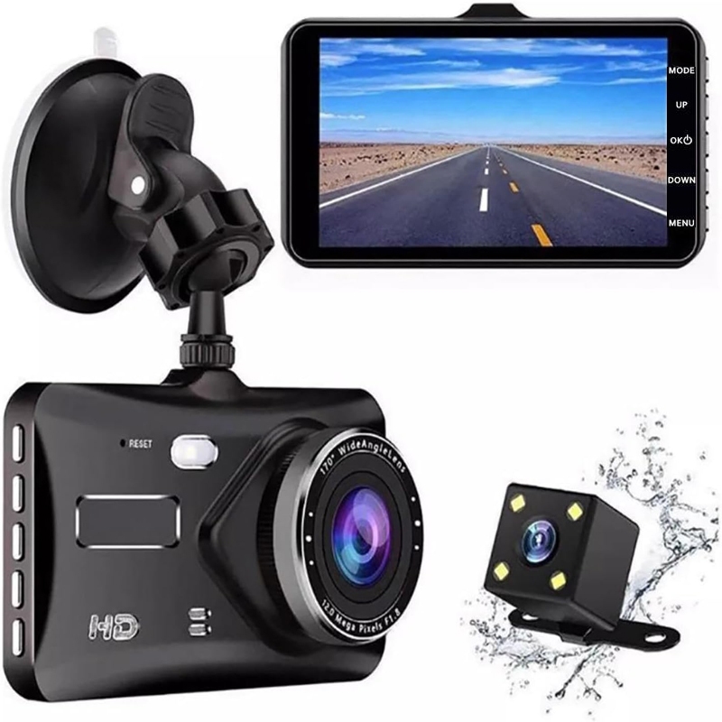 Cam Dash 4 Inch 3 kênh, Đầu ghi Video FHD 1080P, Tầm nhìn ban đêm cắm và chạy 170°Góc rộng, DVR xe ô
