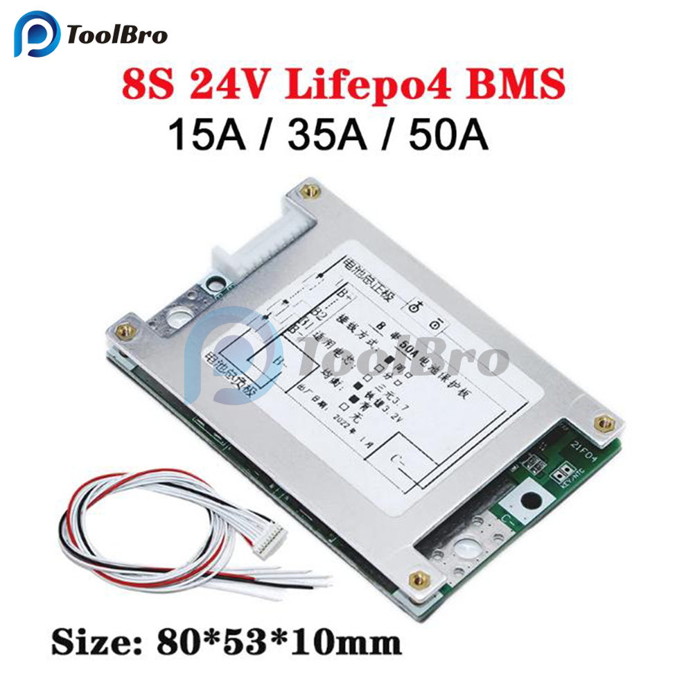 Lifepo4 BMS 8S 24V 15A / 35A / 50A với PCM quá tải và bảo vệ ngắn mạch quá mức cho bộ pin LiFePO4 24