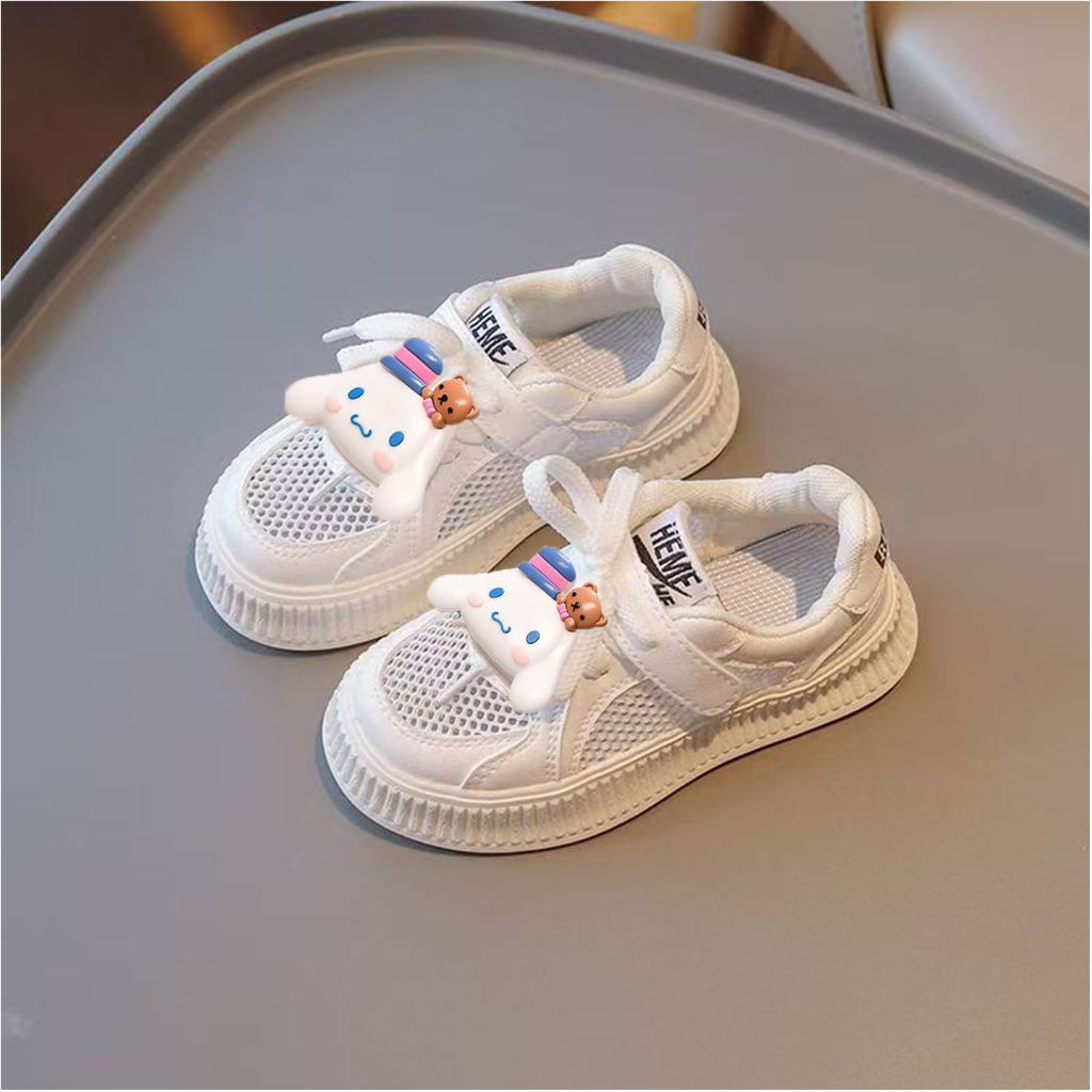 Giày Cinnamoroll dành cho bé gái, giày thể thao, giày bo mạch thoáng khí bằng lưới Kuromi mùa hè, dé