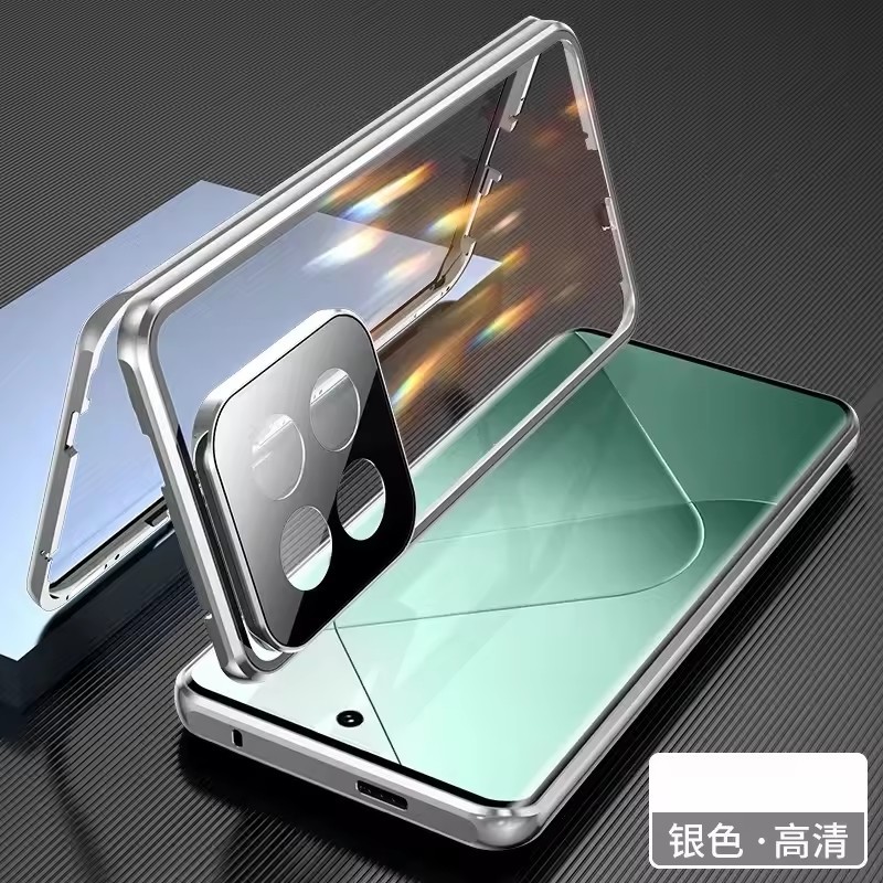 360 Full Dành Cho Xiaomi 15 15T 14 14t 13 13t Pro 5G Ốp Lưng Nam Châm Kim Loại Kính Bảo Vệ Ống Kính 