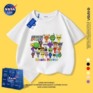 NASA áo thun trẻ em cotton, thoải mái, thoáng khí, họa tiết Sprunki, phù hợp 2-16 tuổi