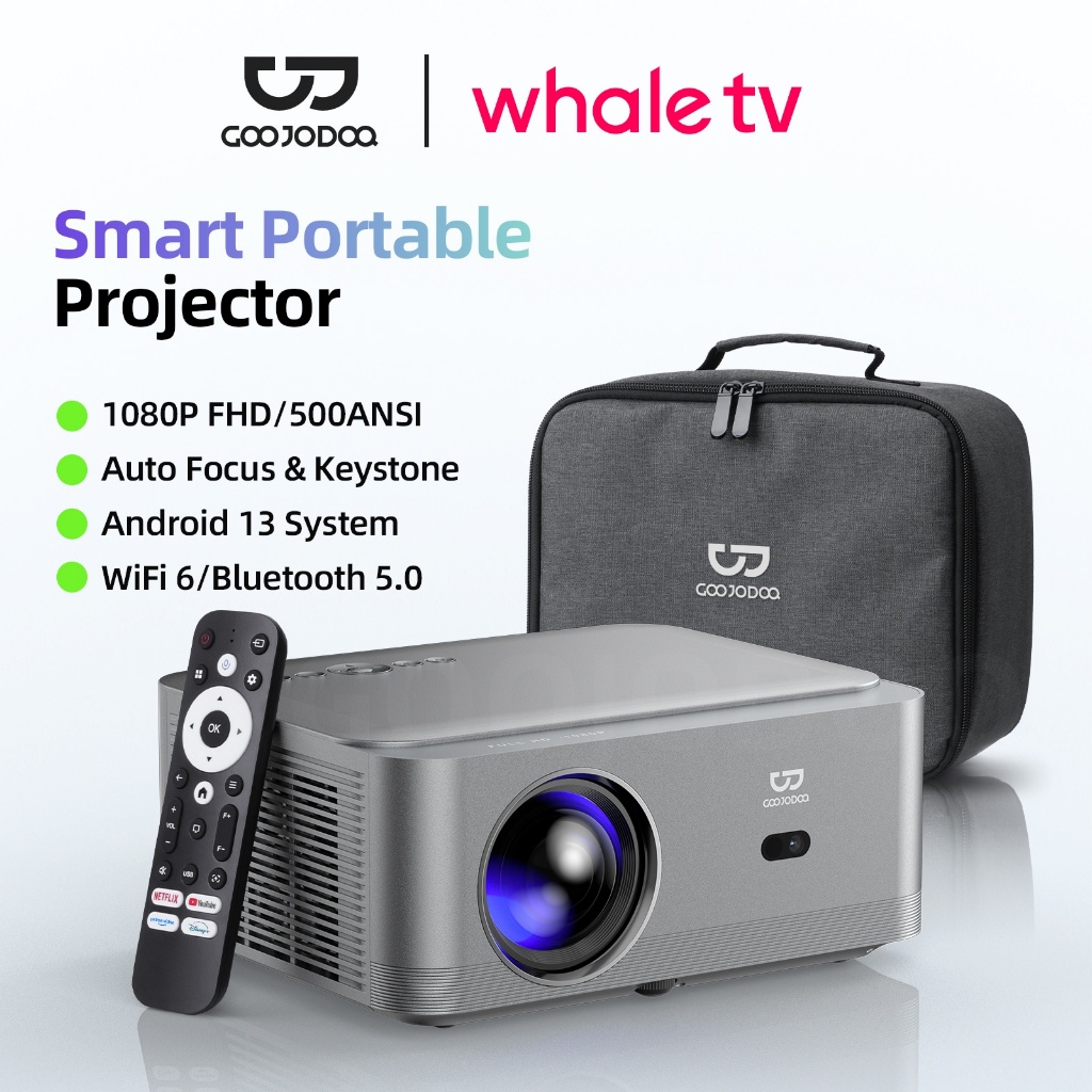  【bảo hành một năm Máy chiếu không dây GOOJODOQ Netflix 4K Full HD 1080p 600 Lumens Tự động Keystone Băng tần kép WiFi 6 Văn phòng tại nhà 
