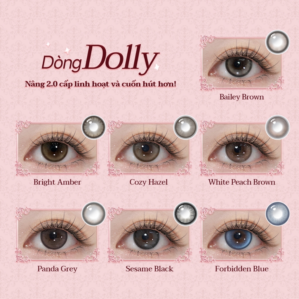Kính áp tròng Kilala màu nâu Dolly Collection DIA  14.5mm lens cận 6 tháng có độ 0-7[Giá 1 chiếc len