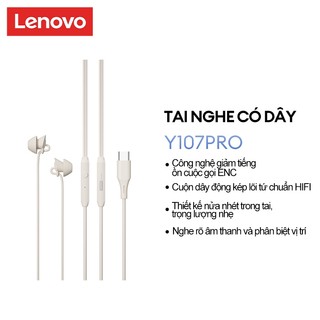 Tai nghe có dây Lenovo Y107 và Y107 Pro có micrô ENC Giảm tiếng ồn cuộc gọi thích ứng Hiệu ứng âm thanh mức độ HIFI Thiết kế nhẹ nửa tai