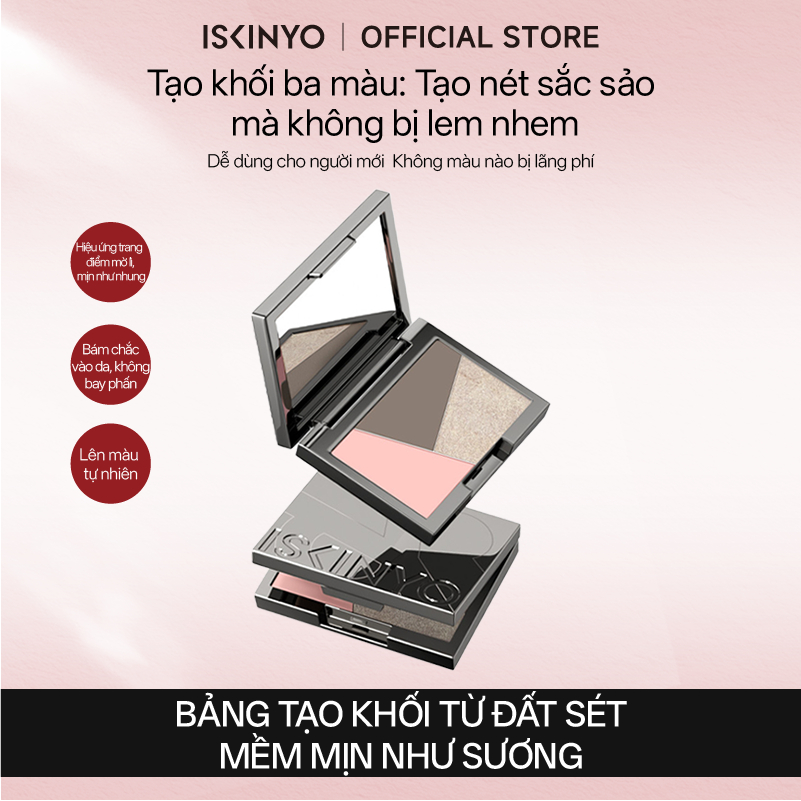 Bảng tạo khối đa năng lì mịn ISKINYO Màu highlight lì trong bảng tạo khối 3 màu Mới Nâng cấp vượt tr