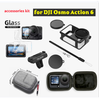 Dành Cho DJI OSMO Action 6 Bộ Phụ Kiện Bảo Vệ Kính Cường Lực Phim Ống Kính Bảo Vệ Màn Hình Siêu Trong Suốt Chống Trầy Xước Silicon Vỏ Bảo Vệ Nắp Ống Kính Bao Túi Bảo Quản