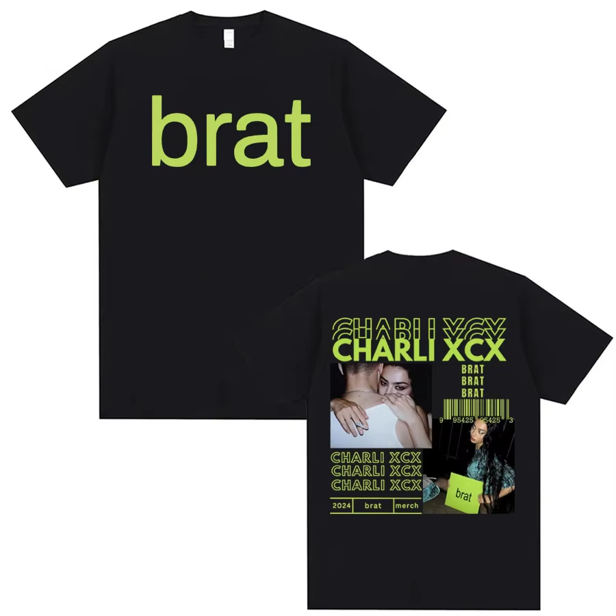 Charli XCX Brat Green Merch 365 Party Girl Album Tour Hip Hop Áo thun Cotton thời trang nam
