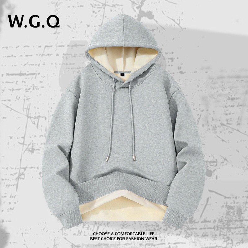 Áo hoodie lông cừu thể thao nam mùa thu đông dày Áo hoodie lông cừu