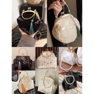  Phong Cách Trung Hoa Thời Trang Phong Cách Trung Hoa Túi Thêu Phù Hợp Với Di Động Phong Cách Mới Dây Xích Sườn Xám Túi Messenger Hanfu Quốc Gia Hợp Thời Trang Miệng Túi Vàng 