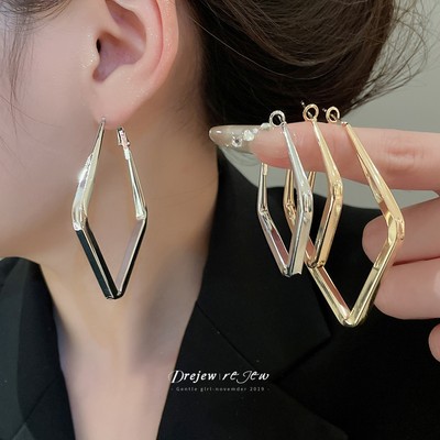 Dây Chuyền và Bông Tai Hình Học Vàng Bạc, Phong Cách Vintage Thích Hợp cho Nữ