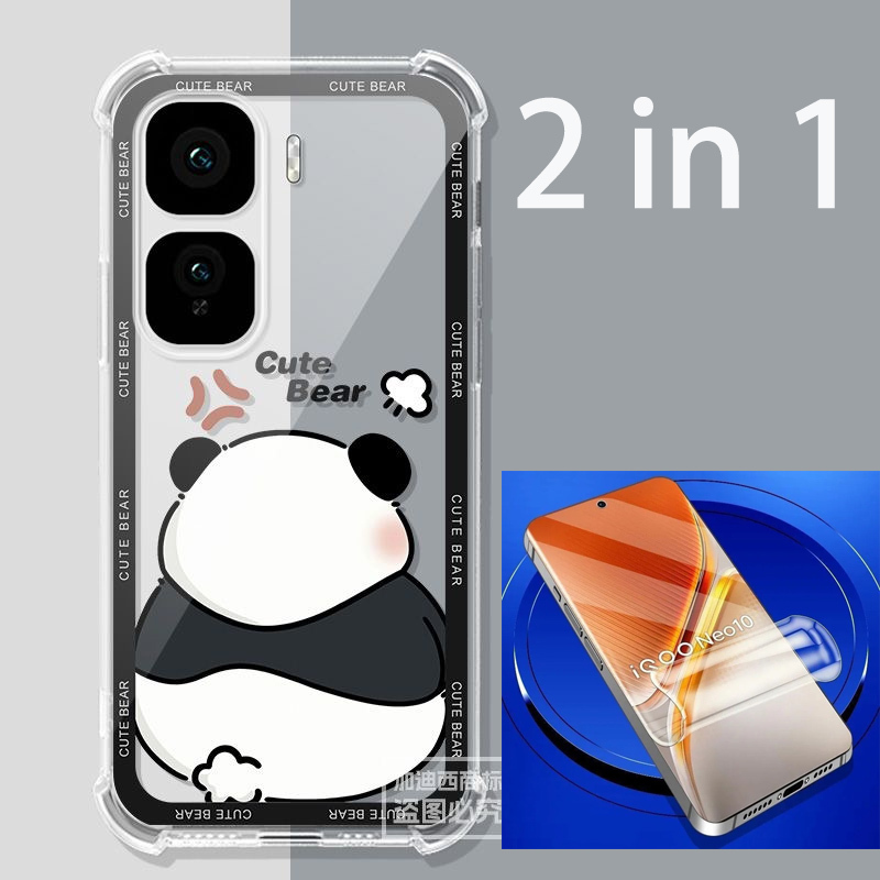 Dành Cho Vivo iQOO Neo 10 Crystal Case iQOO Neo10Pro + Túi Khí Sơn HD 360 Bảo Vệ Matte Back Shell iQ