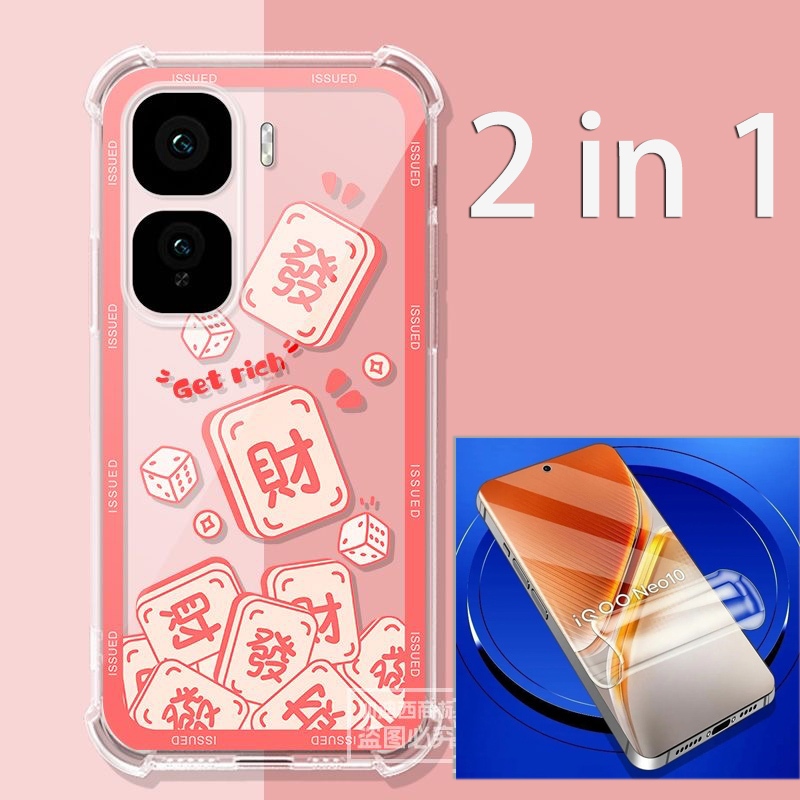 Dành Cho Vivo iQOO Neo 10 Crystal Case iQOO Neo10Pro + Túi Khí Sơn HD 360 Bảo Vệ Matte Back Shell iQ