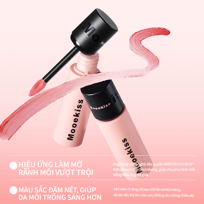 Mooekiss Matte Lip Cream 2g Cloud Feel Soft Velvet Lip Mud Lâu trôi Nhẹ | BigBuy360 - bigbuy360.vn