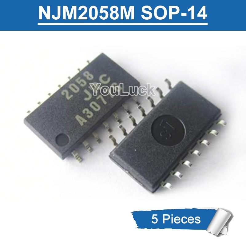 5 Chiếc NJM2058M 2058 JRC SOP-14 Quad Bộ Khuếch Đại Hoạt Động Chip IC Mới Ban Đầu