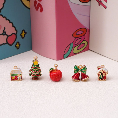 Cây Giáng Sinh Mini, Ông Già Noel, Chuông & Mặt Dây Chuyền DIY - Bộ Trang Sức Hợp Kim Giáng Sinh