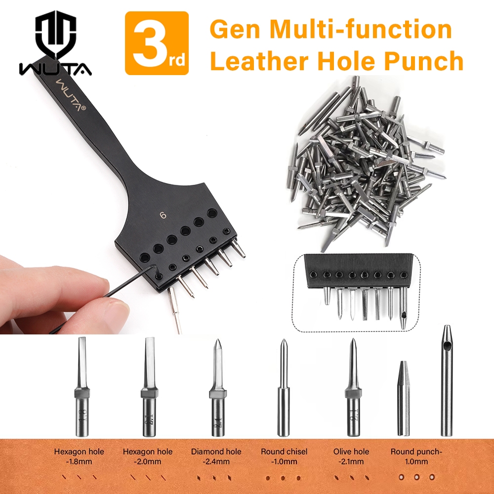 WUTA Thế Hệ Thứ 3 Da Đấm Đầu Có Thể Thay Thế Pricking Sắt Đa Năng Kim Cương / Ô Liu / Lỗ Tròn Đục Kh