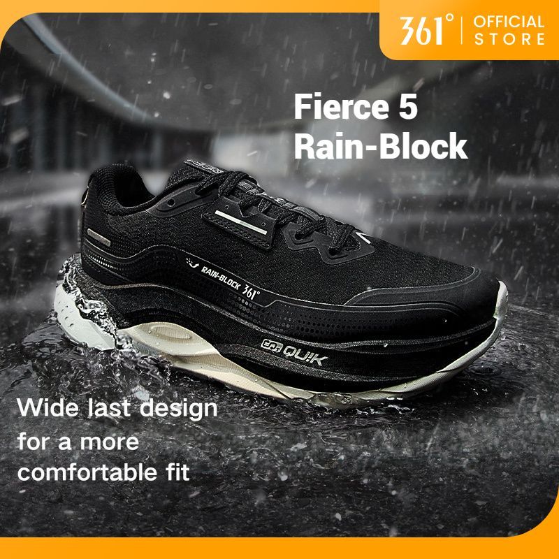 Giày chạy bộ nam 361 Độ Fierce 5.0 - Chân rộng, RainBlock, chống sốc và đệm mềm