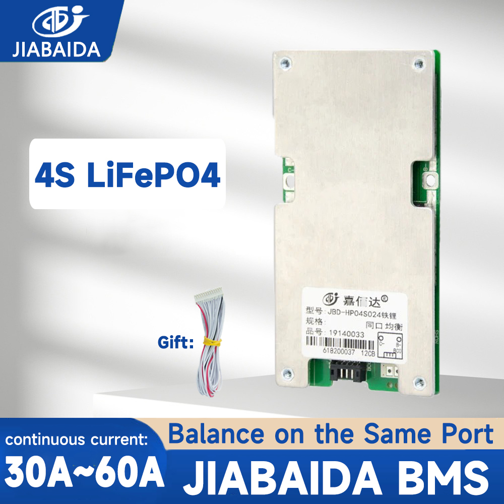 JIABAIDA BMS 4S 12V Lifepo4 3.2V 60A 40A 30A Bảng bảo vệ Cân bằng cổng chung NTC JBD BMS