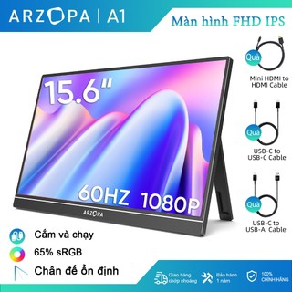  Màn hình di động ARZOPA A1- 15,6'' FHD 1080P - Màn hình máy tính xách tay siêu mỏng di động có chân đế - Màn hình IPS cho PC MAC Điện thoại Xbox PS5 