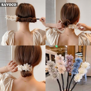 SAVOCO Hoa ngọt ngào Kẹp tóc Nữ Bánh rán tóc đầy màu sắc cho phụ kiện tóc SC265