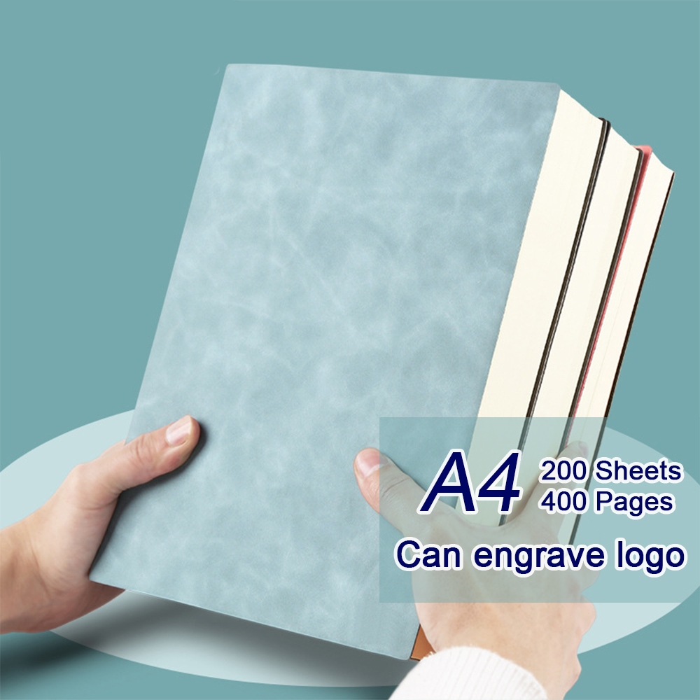 (Có thể khắc logo) Sổ tay học sinh A4 dày, sổ ghi chép cuộc họp kinh doanh, sổ tay da, trang giấy kẻ