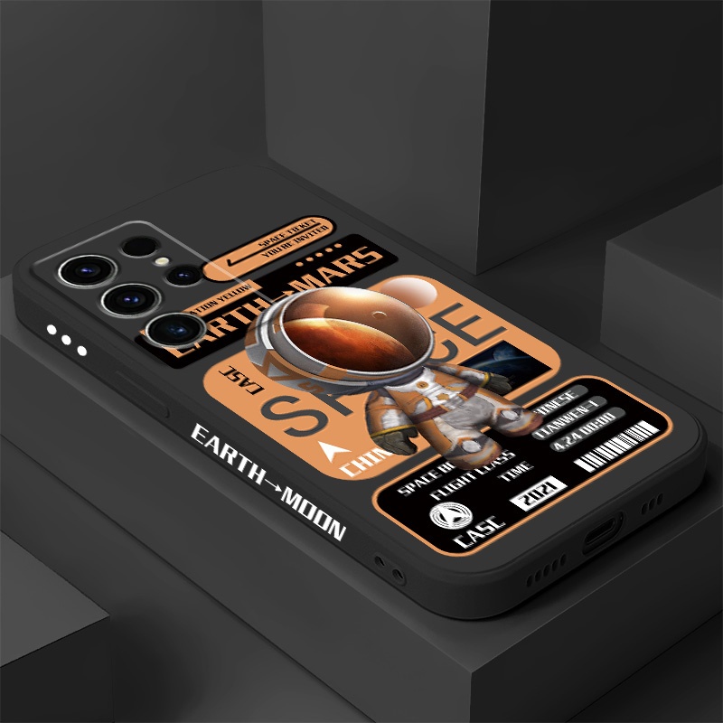 Ốp Điện Thoại Phi Hành Gia Cũ Cho Samsung Galaxy S25 S24 S23 S22 FE Ultra Plus 5G Silicon Lỏng Họa T
