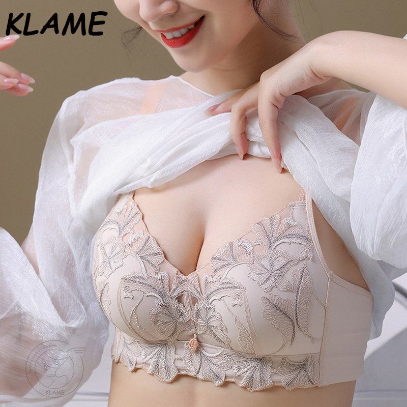 KLAME 32-40AC Kích Thước Gợi Cảm Nữ Liền Mạch Ren Mỏng Phần 3D Cốc Hỗ Trợ Đẩy Lên Có Thể Điều Chỉnh 