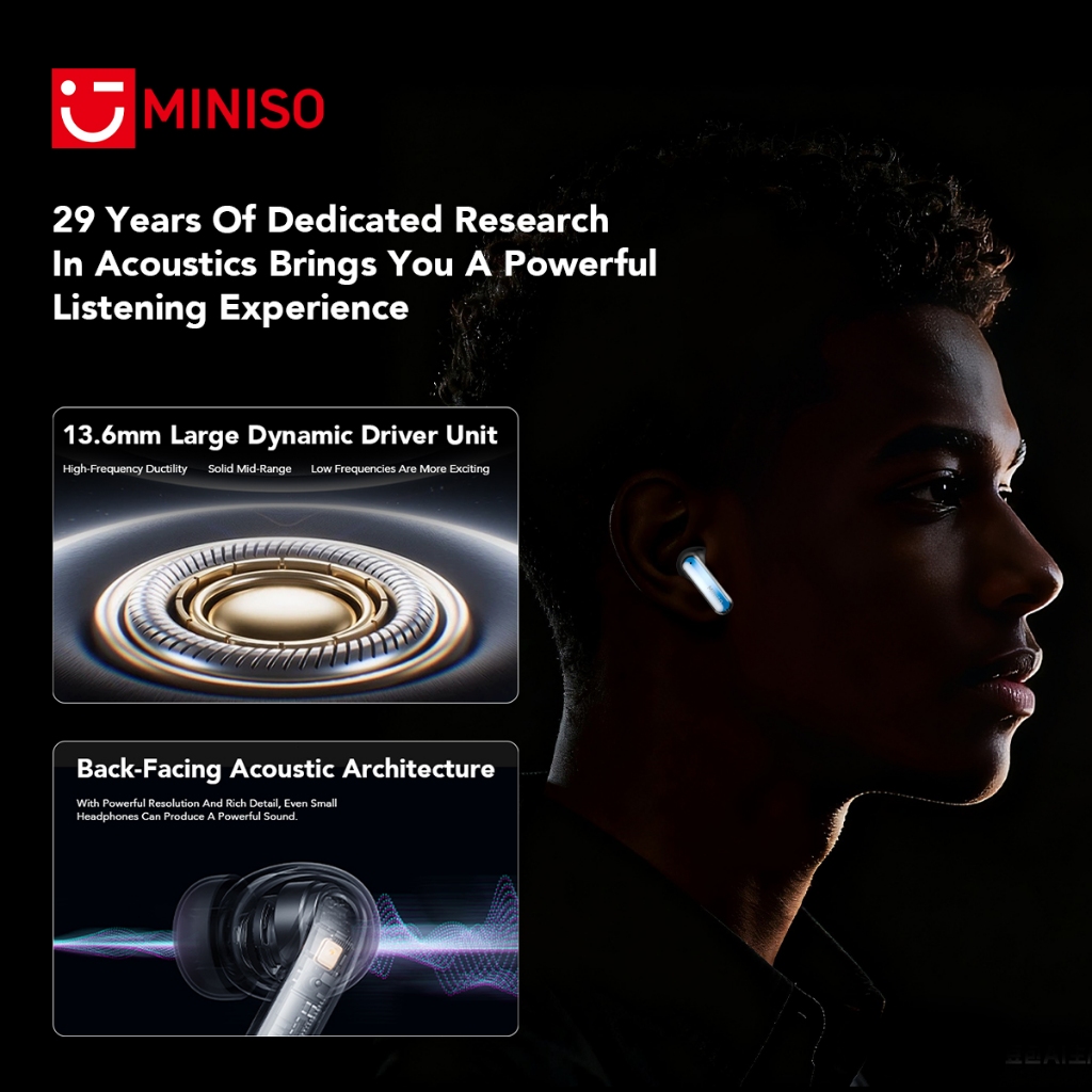 Tai nghe Bluetooth không dây MINISO MS110 HIFI Giảm tiếng ồn Nhiều chế độ hiệu ứng âm thanh Dịch AI Tai nghe Đèn RGB Tai nghe thể thao | BigBuy360 - bigbuy360.vn