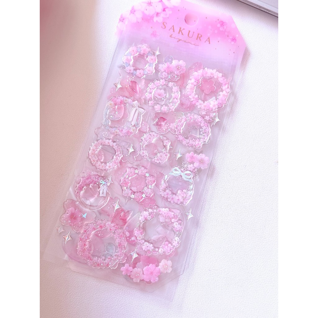 OHAYA ba chiều pha lê | Cherry Blossom 3d Hồng Trong Suốt Chống Thấm Nước Trang Trí Cốc Nước Sổ Tay 