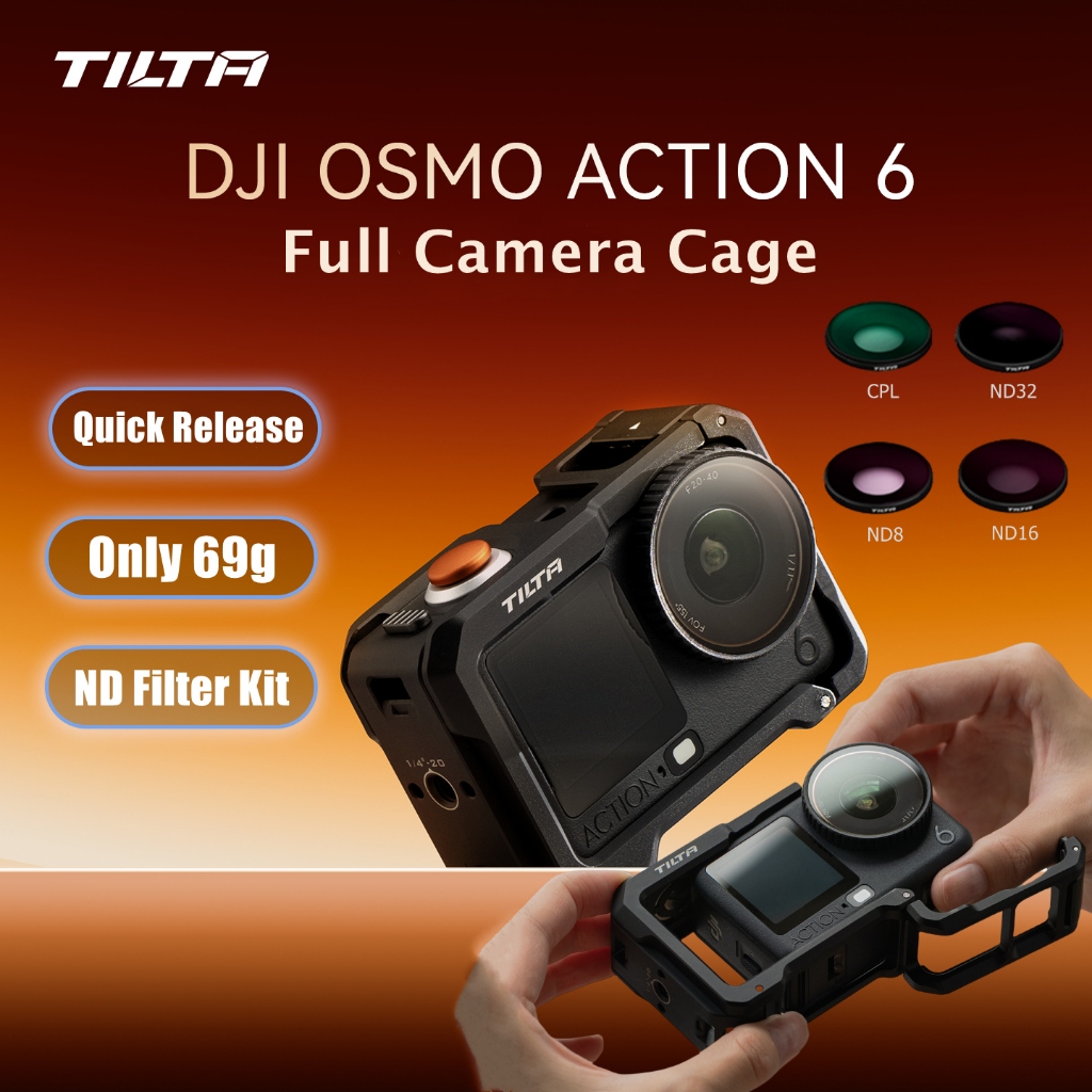TILTA DJI Osmo Action 6 Full Camera Lồng Hành Động Camera Khung Mở Rộng Kim Loại Gắn Đế Từ Tính Đi X