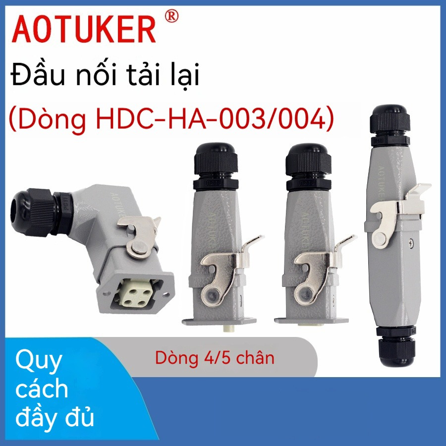 Đầu nối tải nặng 3 / 4 / 5 Core HDC-HA-003 / 004 Ổ cắm hàng không Mông H3A Kênh lưu lượng nhiệt hình