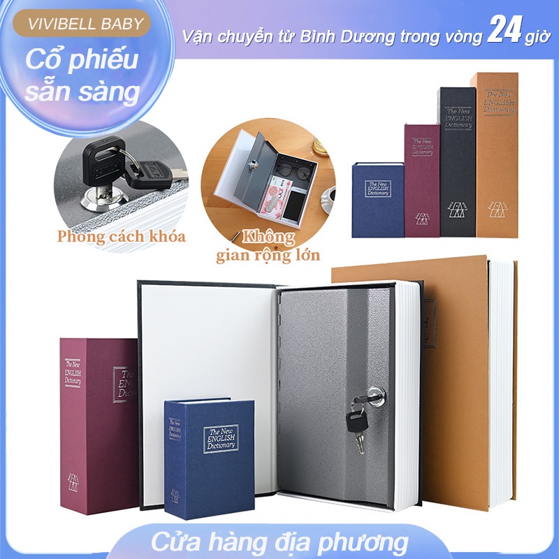 【Giao trong 24h】Hộp đựng sách Két Sắt Mini Hình Quyển Sách Mở Khóa Bằng Khóa/Mã Số Nhiều size