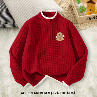 W.G.Q Áo len bé gái , ấm áp thoải mái với in capybara , mềm mại thời trang phù hợp với da