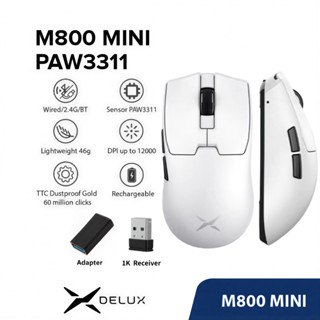  Delux M800 PRO PAW3395 Chuột chơi game DPI MAX 26000 Có dây 2.4G Bluetooth Không dây Có thể sạc lại Có thể lập trình 56g Nhẹ cho PC Máy tính xách tay Windows Mac 