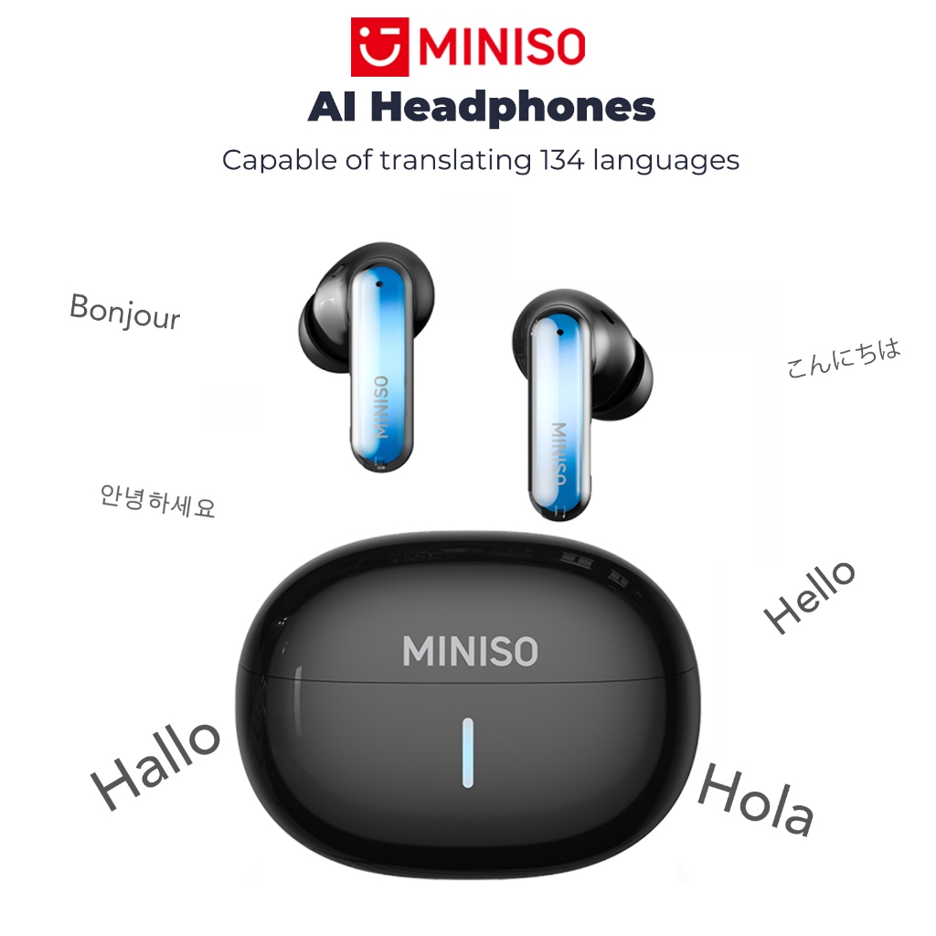 Miniso MS110 Tai nghe dịch AI Bluetooth 6.0 Dịch 134 ngôn ngữ Đèn LED nhấp nháy Chất lượng âm thanh HiFi Dịch video Thời lượng pin dài Chống nước Chống ồn Tai nghe nhét tai Tai nghe Bluetooth | BigBuy360 - bigbuy360.vn