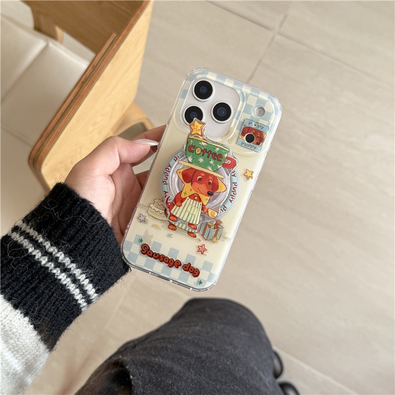 IPhone 17 Pro Max 16 pro max Coffee Dog pattern TPU chất liệu IMD process phone case