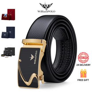  Dây Lưng Nam WilliamPOLO Chính Hãng - Da Thật Khóa Tự Động Thời Trang - Tặng Kèm Hộp Quà Sang Trọng Men's Genuine Leather Belt | Business Casual Fashion | Multi-Color | Free Gift Box 