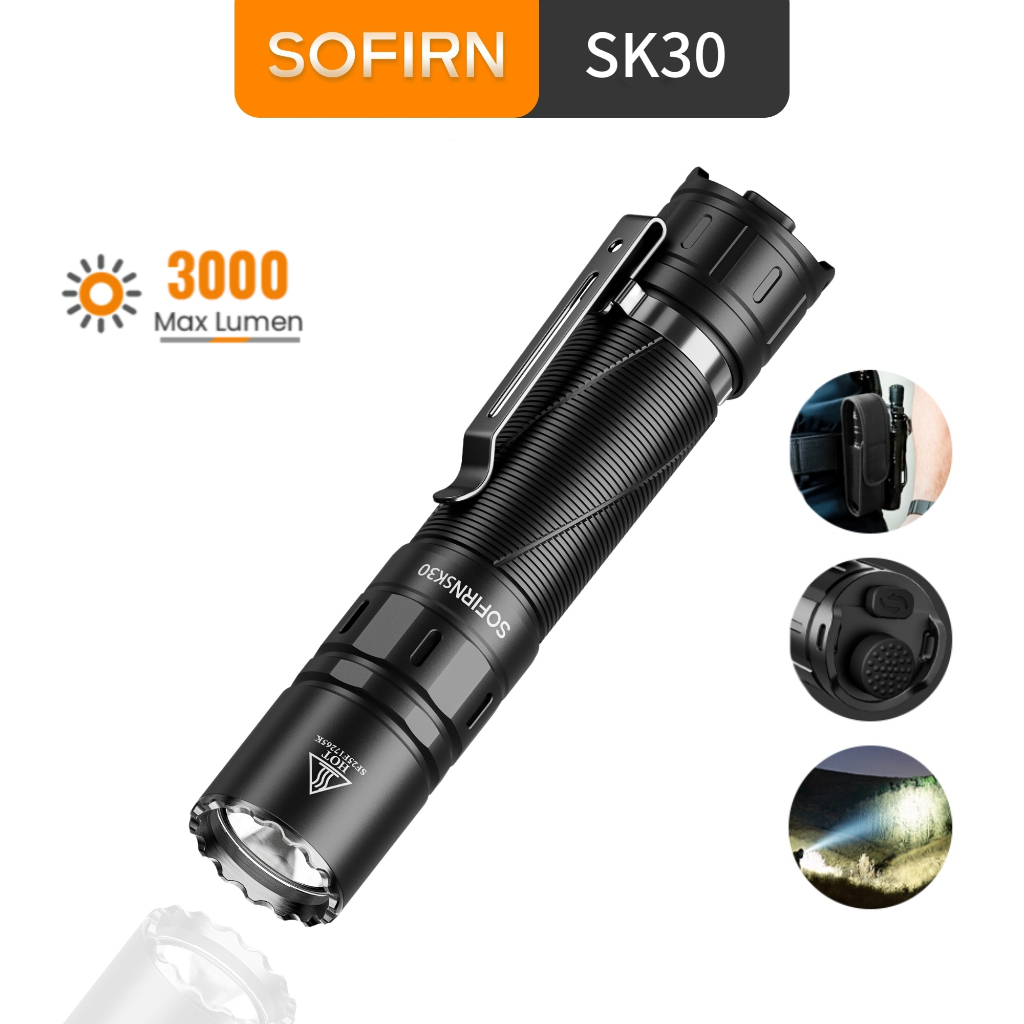 ĐÈN SOFIRN SK30 EDC – 3000 lm / 320 m | Công tắc kép | Nguồn USB-C 21700 | Chống sốc IPX8 | Chiến th