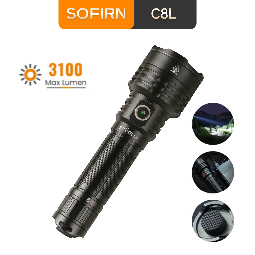 SOFIRN C8L 3100lm USB-C Sạc Đuôi-Switch Ném IPX8 Đèn Pin Chiến Thuật 21700