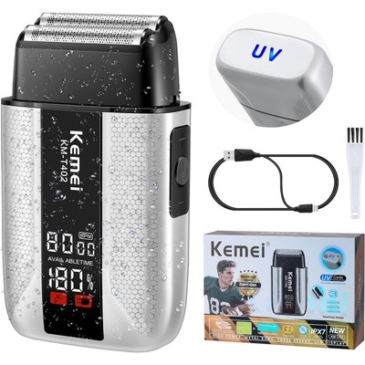 Kemei T402 Máy Cạo Râu Chuyên Nghiệp Cho Nam Chống Thấm Nước Điện Qua Lại Dao Cạo Cạo Râu Đầu hói 3 Tốc Độ UV Cover