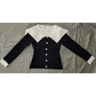  Xiaoxiang Phong Cách Đen Trắng Tương Phản Màu Áo Len Dệt Kim Cardigan Áo Khoác Ngoài Nữ Thu Đông 2024 Niche Thiết Kế Bên Trong Rộng Gọn Top 