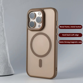  Ốp điện thoại khung máy ảnh kim loại mờ từ tính mạnh mẽ cho iPhone 17 16 15 14 13 12 11 Pro Max Vỏ cứng PC 