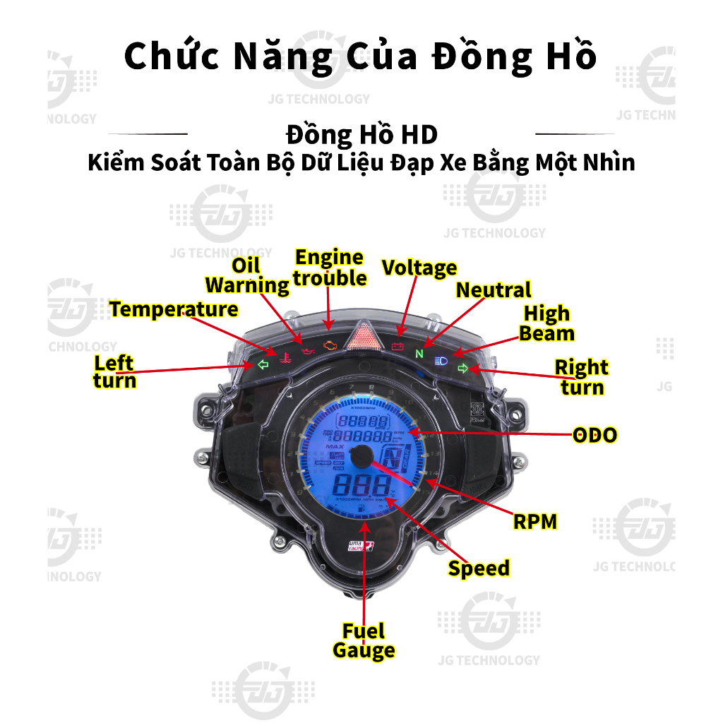Đồng hồ đo tốc độ kỹ thuật số LED xe máy Yamaha LC135 V1-V7