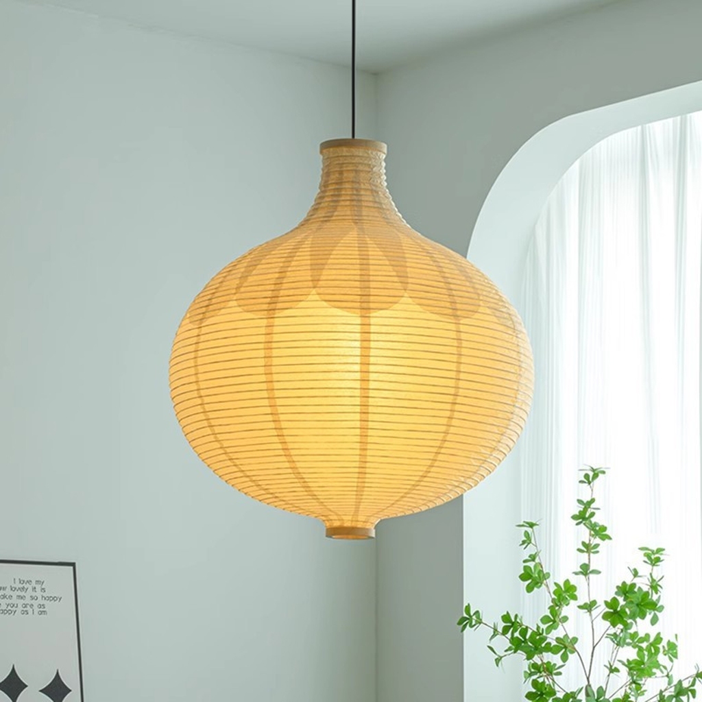 Đèn Lồng Giấy Nhật Bản Đèn Chùm Papercraft Mặt Dây Chuyền Đèn Noguchi Thẩm Mỹ Wabi-sabi Thả Trần Cho