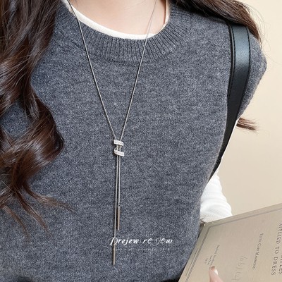 DREJEW Vòng cổ zircon hình chữ Y, thiết kế tối giản, phù hợp trang phục hàng ngày
