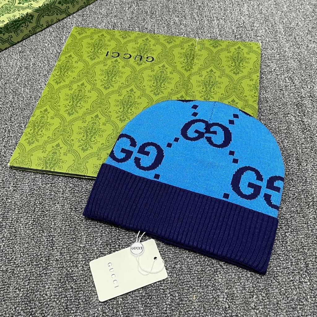 GUCCI Hình Bầu Dục Đôi In Hình Lông Cừu, Dệt Kim Đơn Giản, Phù Hợp Mũ Len